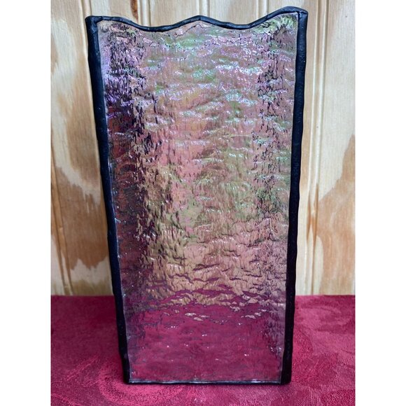 Stained Glass Poinsettia Candle Cover Votive Handcrafted 8" x 3.75" x 3.5" - Picture 5 of 13